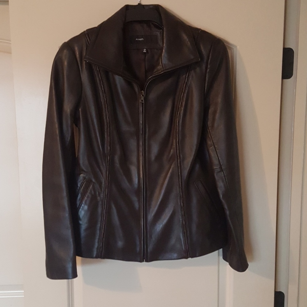 Leather blazer chocolate brown